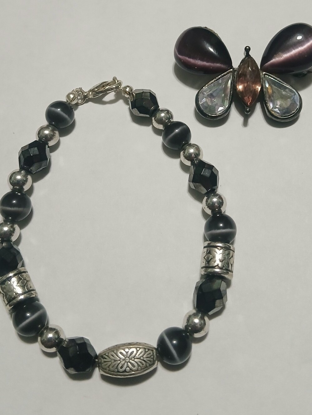 Cats Eye Bracelet And Brooch